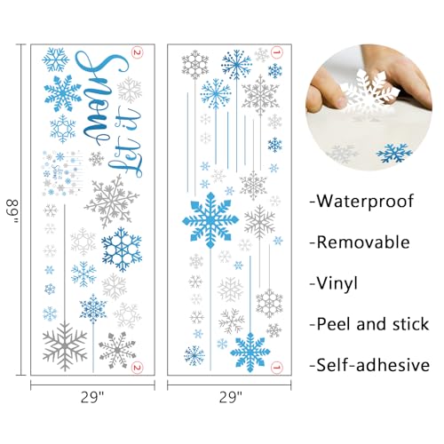 Vinilos Decorativos Mfault Copos de Nieve Azul Gris Invierno miniatura 2