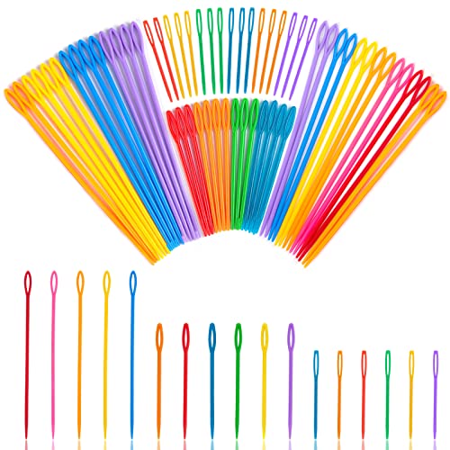LOVEINUSA 100PCS Plastic Needles for Kids, Large Eye Yarn Needles