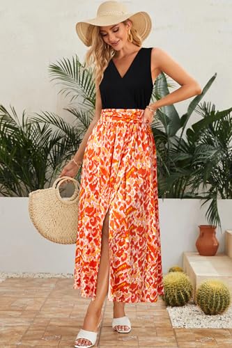 Image of Newshows Women's 2026 Lightweight Summer Wedding Guest Beach Vacation Casual V Neck Split Flowy Maxi Dress