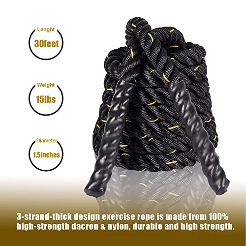 30Ft-Battle-Rope-for-Exercise-15-Inch-Heavy-Battle-Training-Rope-for-Home-Gym-Workout-Rope-for-Fitness-100-Dacron-Strength-Training-Rope-for-Adults-Outdoor-Cardio-Workout-Anchor-Included