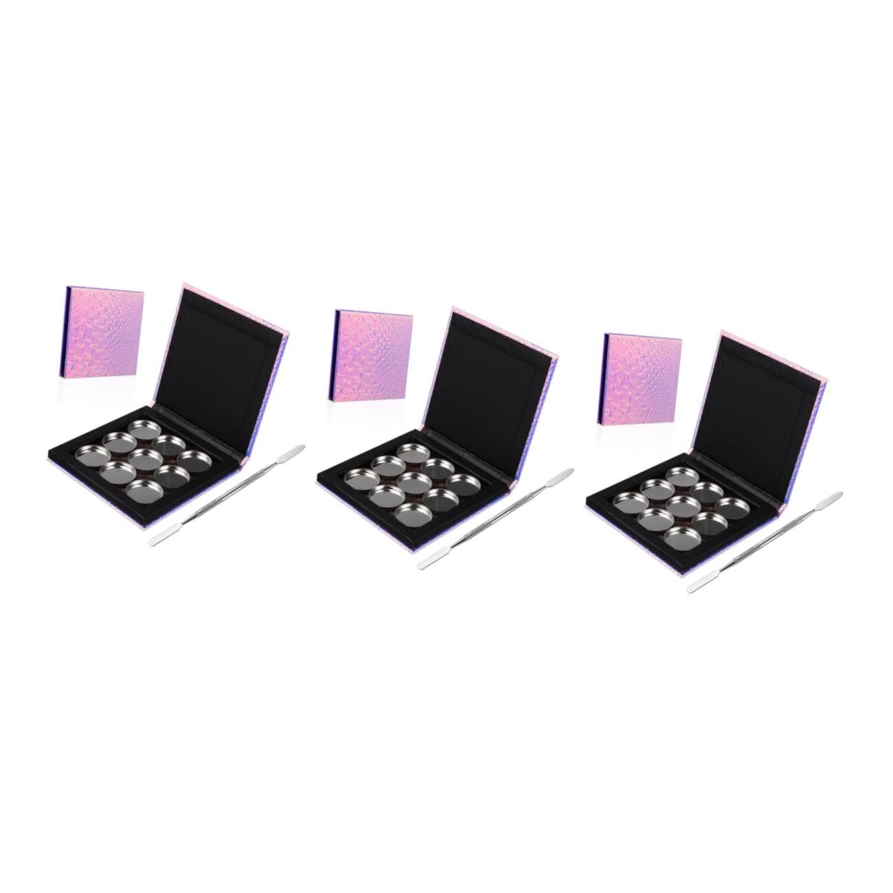 MAGICLULU 3juegos Paleta De Maquillaje Magnética De Metal Con Espátula Para Sombras Labios Portátil Para y