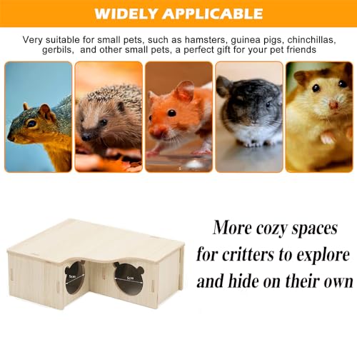 RHQFDM Hamster Corner House Wooden Hamster House Hamster Wooden House Cage Hamster Hide Corner Floor Nesting Habitat for Gerbils Chinchilla Guinea Pig Small Animals - Image 4