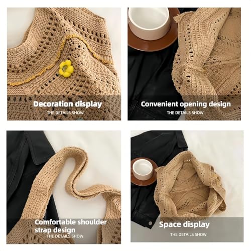 Boho purses for Women Crossbody Crochet Purse Shoulder Handbags Women's Hollow Woven Bag for Seaside Vacation Beach Bag4