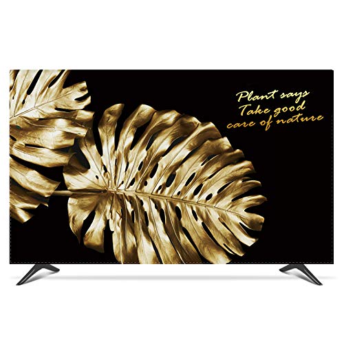 Generico Custodia Protettiva TV Impermeabile 19 "- 80" 22 pollici da 75 cover decorativo per schermo TV PC paesaggio foglie di palma impermeabile nero(32")