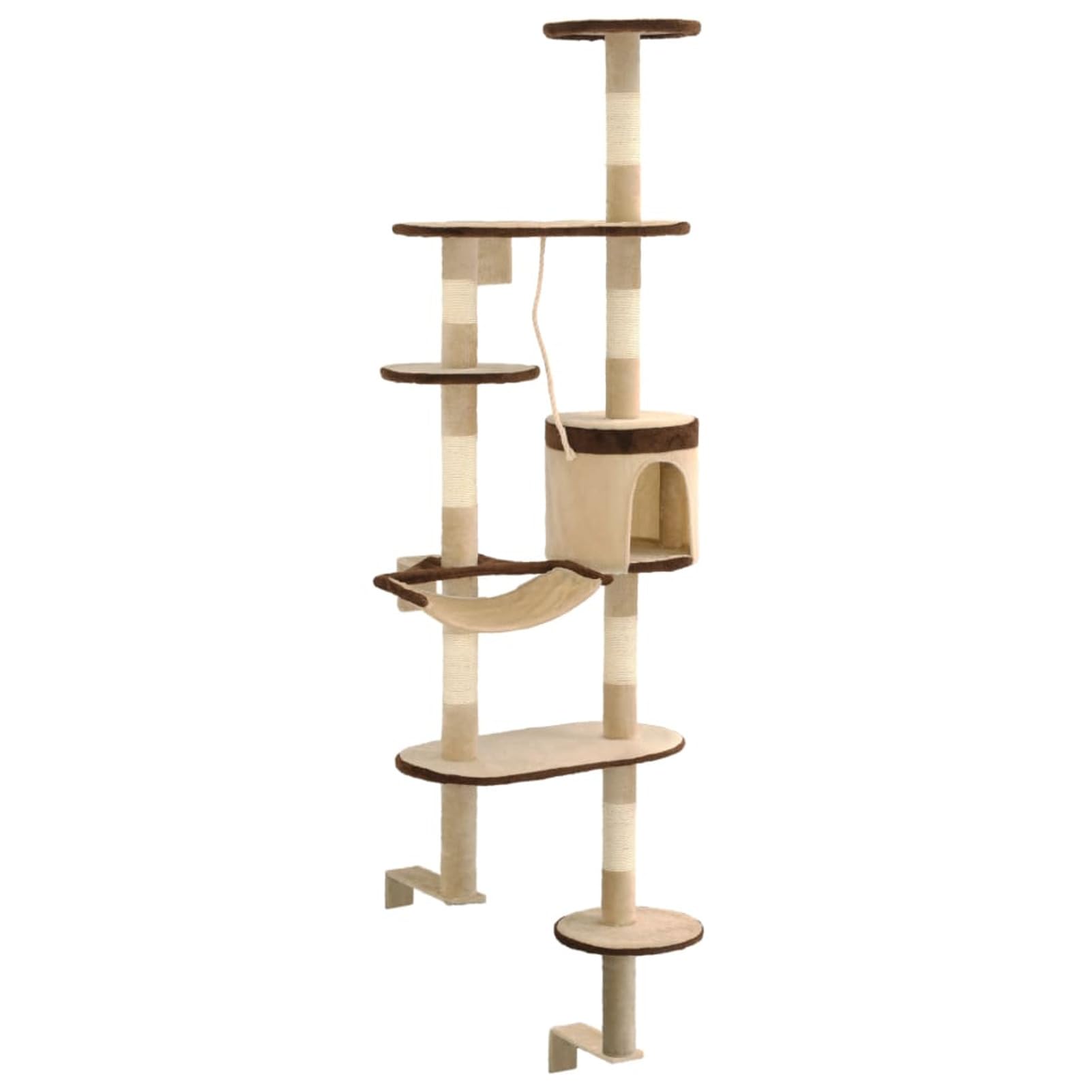 ZEYUAN Albero Gatti Tiragraffi in Sisal a Muro 194 cm Beige e Marrone,Articoli per animali,Animali domestici - Articoli,Articoli per gatti,Tiragraffi(SPU:170589)