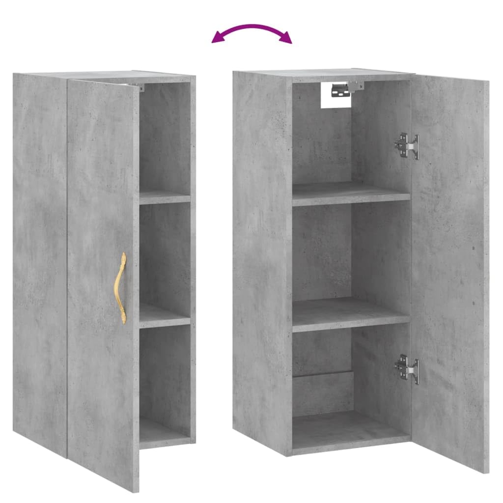 vidaXL Hangkasten 2 st 69,5x34x90 cm betongrijs, opbergkast, keukenkastje, hangende wandkast, keukenkast, zwevende wandkast, opbergkastje