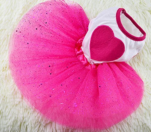 Idepet Spring Summer Pet Dog Cat Puppy Tutu Princess Dress Heart Printed Lace Skirt Dog Clothes Pet Apparel (M) #TOP25