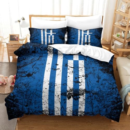 Housse de couette drapeau grec en microfibre grunge pour chambre - 3