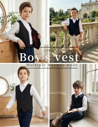 Image of Boys Formal Suit Vest Kids 3 Button Adjustable Back Strap Toddler Vests