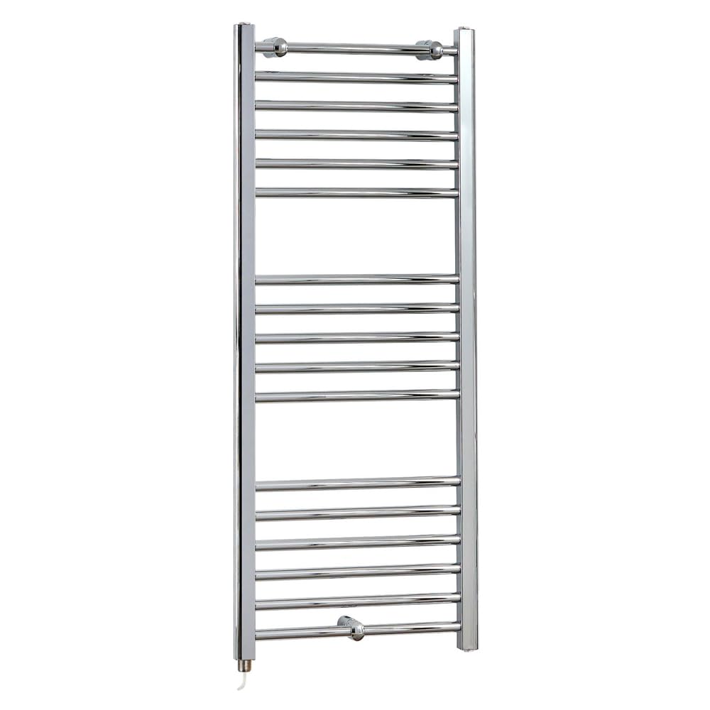 Milano Grey/Chrome X Ecoso Kent Electric - 1200Mm X 500Mm Curved Heated Towel Rail - With Simple Element