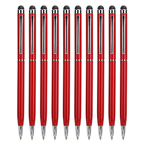 10PCS Stylus Pens, 2 in 1 Ballpoint Pens Touch Screen Pen Tablet Pen Capacitive Stylus Pen Computer Accessories for Phone Tablet (Hard Red)
