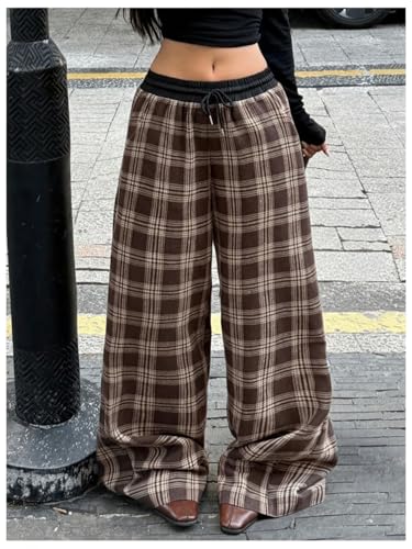 Image of SOLY HUX Women's Plaid Checkered Pants Flannel Pajama Pants with Pockets