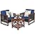 Tangkula 3 Pieces Patio Wicker Furniture Set, Rattan Outdoor Sofa Set w/Washable Cushion & Acacia Wood Coffee Table, Conversation Bistro Set for Garden Balcony Backyard (Blue)