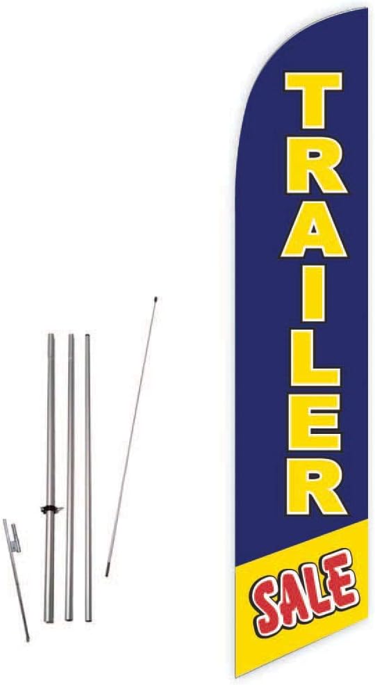 Trailer Sale (Blue) Feather Flag with Complete 15ft Pole kit and Ground Spike