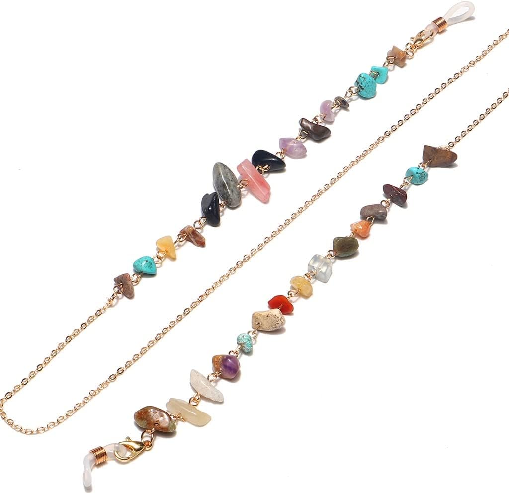 Natural Fashion Chain Turquoise Non-Fading Handmade Eyeglass Chain Presbyopic Anti-Loss Chain(Gray)