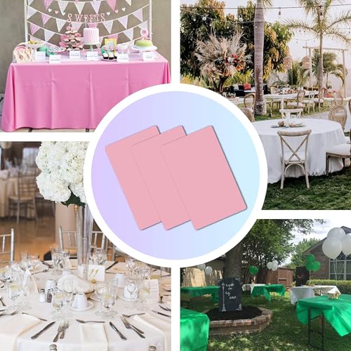 Image of Childom 3 Pack Pink Plastic Tablecloth for Rectangle Tables 54 inch x 108 inch Pink Disposable Table Cloth for Mothers Day Decorations,Plastic Table Cover for Birthday Graduation Party Christmas Anniversary