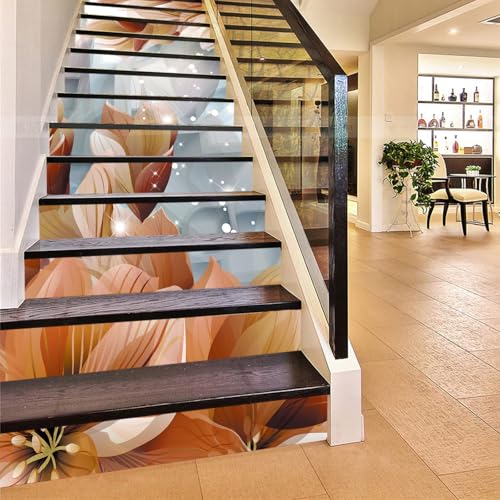 FLFK 13 pezzi 3D Autoadesiva Le scale alzata Adesivi Vinile decalcomania removibile adesivi per scale Casa decorazione 39,3 pollici x7,08 pollici