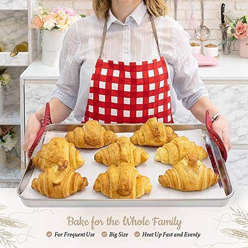 BZM-ZM ステンレス鋼ベーキングトレイ（2枚セット）-プロのハーフシートクッキング、クッキー、ローストパン-スムーズミラー仕上げ