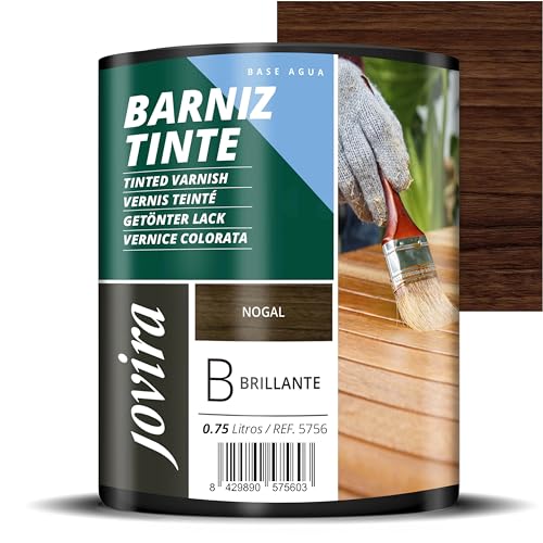 JOVIRA PINTURAS Vernice colorata a base d'acqua, finitura lucida. Speciale per la colorazione e la verniciatura del legno. (750 Millilitri, Noce). E-06