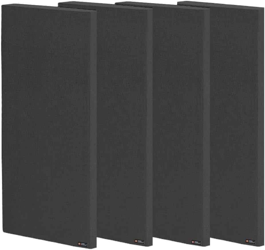 Sound Absorption Panels | Rockwool® | Pine-wood | Room Acoustics & Soundproofing | 2' x 4' x 1" [SET OF 4] NRC > 0.90 (Black)