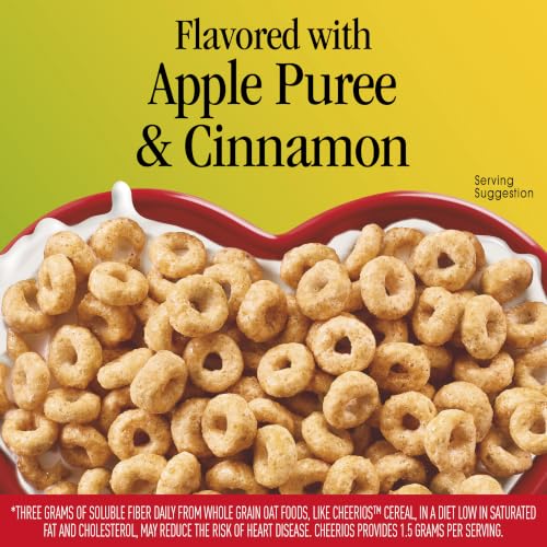 Image of Apple Cinnamon Cheerios, Heart Healthy Gluten Free Cereal, Made with Whole Grain Oats, Large Size, 14.2 oz