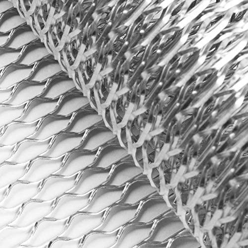 Image of AggAuto Universal 40 inchx13 inch Car Grill Mesh - Aluminum Alloy Automotive Grille Insert Bumper Rhombic Hole 6x12mm, One of the Most Multifunctional Shape Grids Silver
