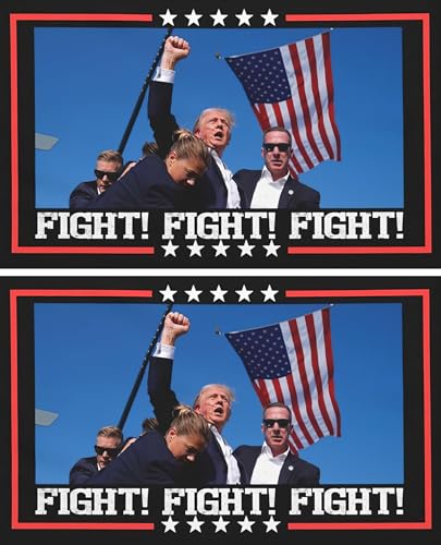 Set di 2 adesivi Donald Trump, "Fight Make America Great Again", 9 x 15 cm, adesivi durevoli per esterni, per auto, laptop e molto altro ancora