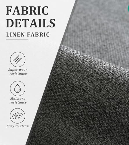 Image of Set of 4 Chairs 360 Degree Rotating Legs Stylish Stylish, Modern, Elegant & Comfortable Linen Fabric Arms Chairs for Dinning Living Hotel Cafe (4 Chairs) (Grey Linen Set of 4)