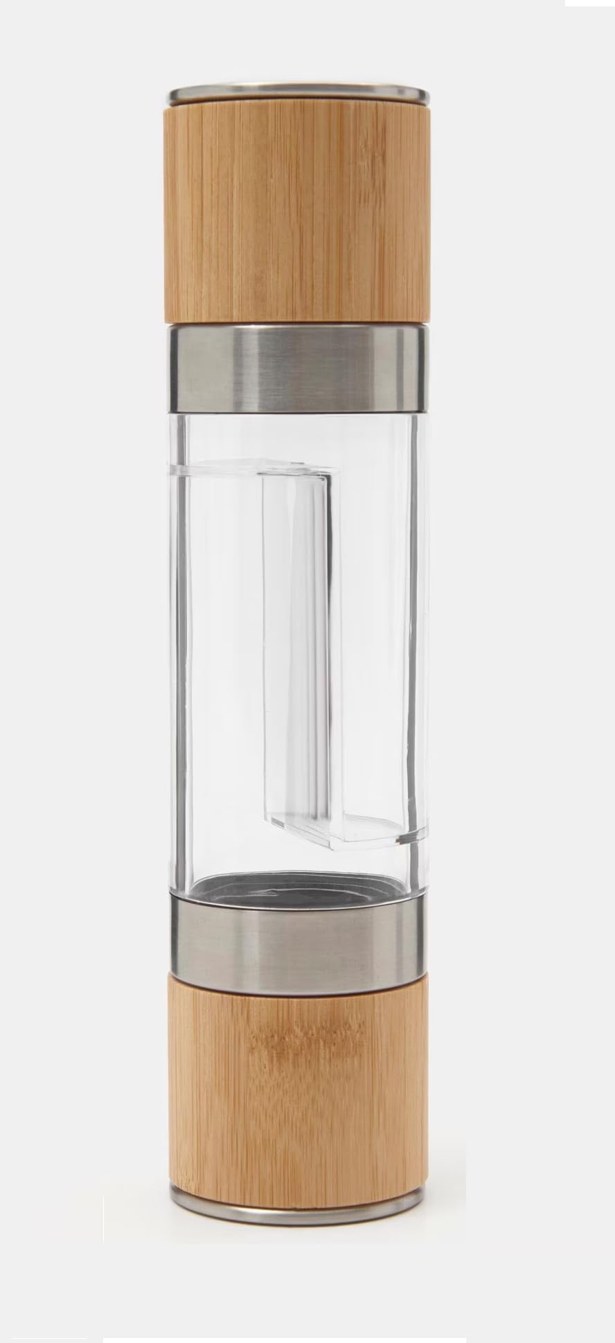 2-in-1 Wood Salt and Pepper Mill - Spice Mill with Grinder -Combo Mill, Rotor and Dual Clear Acrylic Chamber Spice Grinder Shakers Refillable with Adjustable - Salt &Pepper Grinder- 1