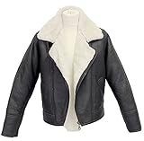 Infinity Herren Brown Crosszip Aviator Thick Shearling Schaffell- Fliegen- Lederjacke mit Creme Pelz Comfort Fit (XL)