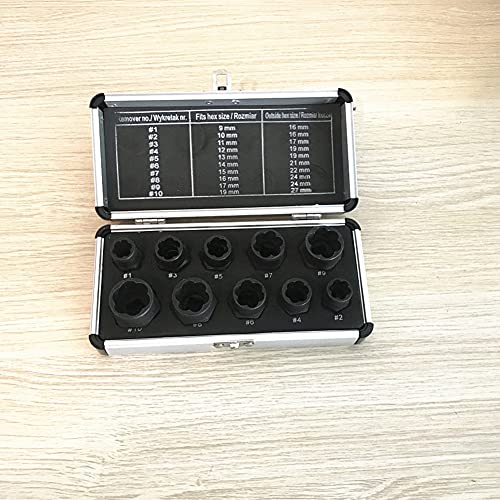 Extracteur d'écrous endommagés à empreinte spirale inversée de 9 à 19mm