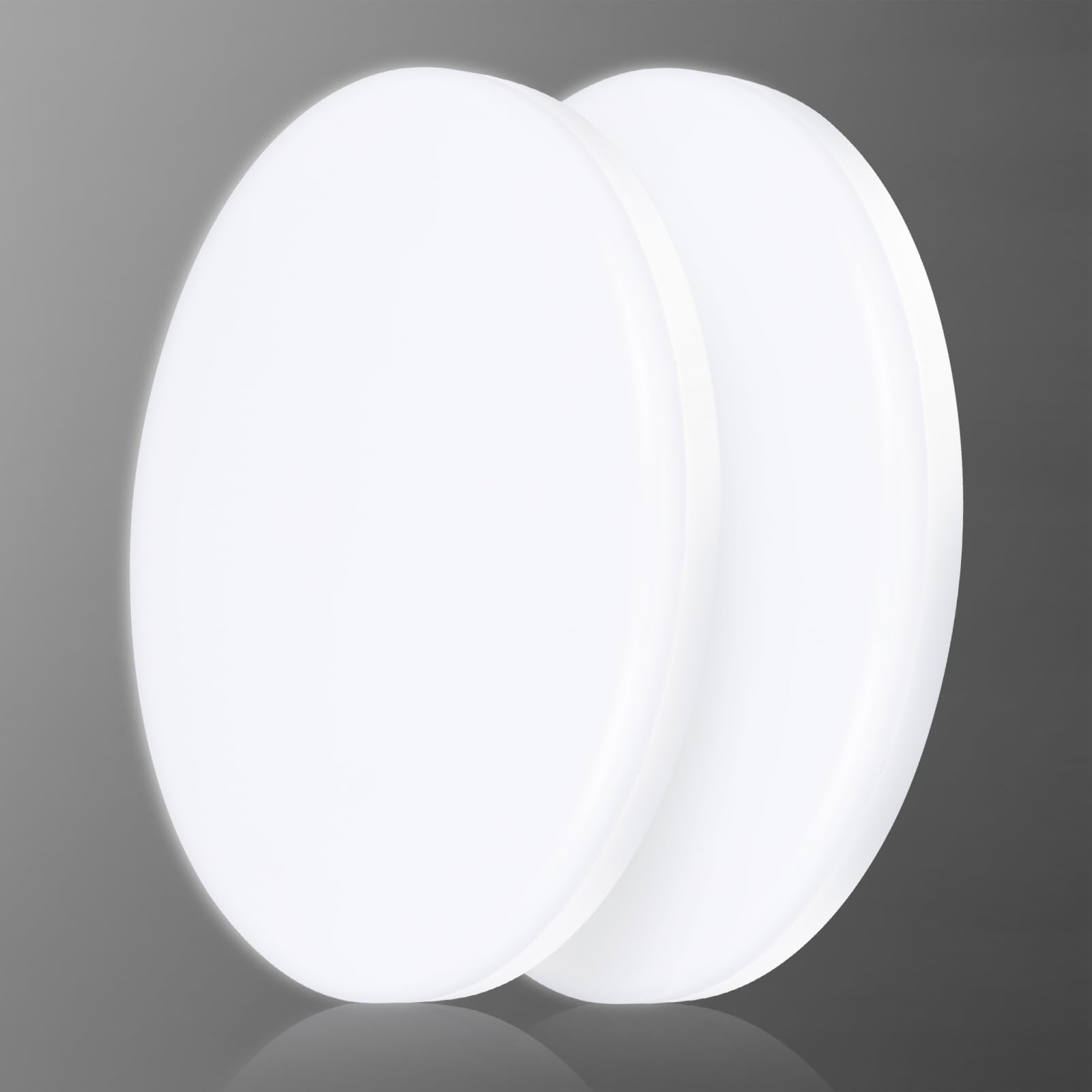 genatu Bathroom Light IP65 Waterproof Ceiling Lights, 17W 2335lm 150W Equivalent, 4000K Daylight White, Ø22cm Round - 2 Pack