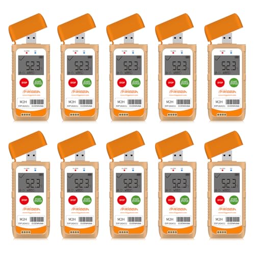 Image of Frigga M2H 10 Pack Reusable Temperature Humidity Data Logger USB Digital Refrigerator Thermometer Multi-Use Temperature Recorder High Accuracy 28800 Points PDF CSV Report