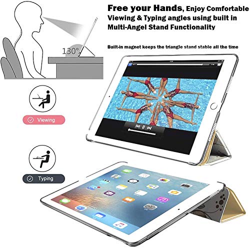 Image of DuraSafe Cases iPad PRO 11 Inch 1st [ PRO 11 2018 1 Gen ] A1980 A1934 A2013 A1979 MTXN2HN /A MTXP2HN /A MTXR2HN /A Trifold Printed Hard Smart PC Transparent Back Cover - Watercolor Flowers