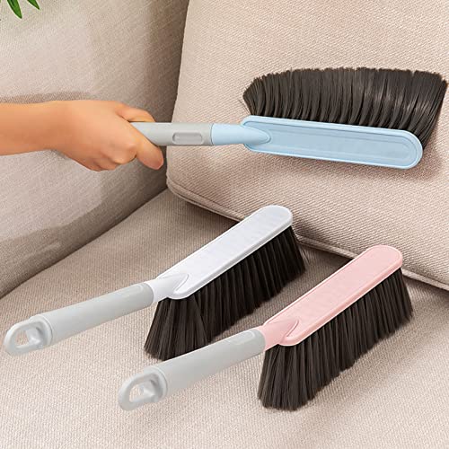 Image of Soft Cleaning Brush Hand Broom for Car /Bed /Couch /Draft /Garden /Furniture /Clothes Bedspread Carpet Cleaning Brush, Hotel Family Trip Easy Use for Showers, Bathtubs,Kitchens White (Pack of 2)