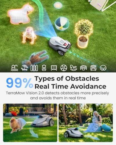 Image of TerraMow V1000 Robotic Lawn Mower with Garage, Tri-AI Vision, No Wire /RTK /Signal Issues, Auto Mapping, Max 0.3 Acres, Vision Navigation, AI Obstacle Avoidance, 100% Hands-Free for Complex Gardens