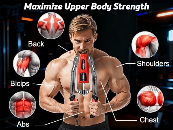 Image of Hydraulic Twister Arm Trainer, 10-Level Adjustable 22-440lbs Resistance, Chest Expander with Cylinder Protective Cover & PU Handle, Home Gym Equipment for Arm Chest Shoulder Strength Training