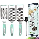 3in1 Stainless Steel Cheese Grater Handheld Zester Grinder Multi-Purpose Kitchen Food Graters for Lemon Chocolate Butter Garlic Ginger Fruit &Vegetable