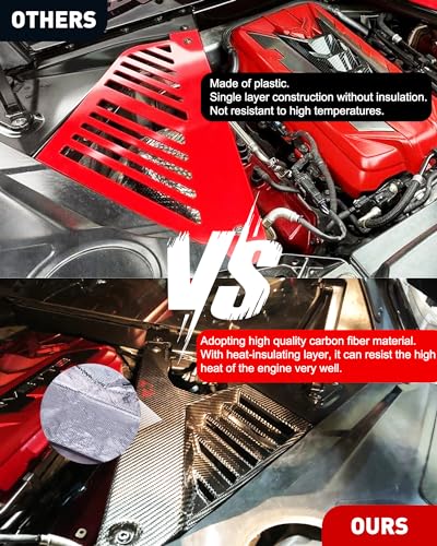 Image of Real Carbon Fiber Rear Engine Bay Panel Cover Rear Engine Covers Fit for 20+ Corvette C8 Engine Case Guards Protector Splash Shield