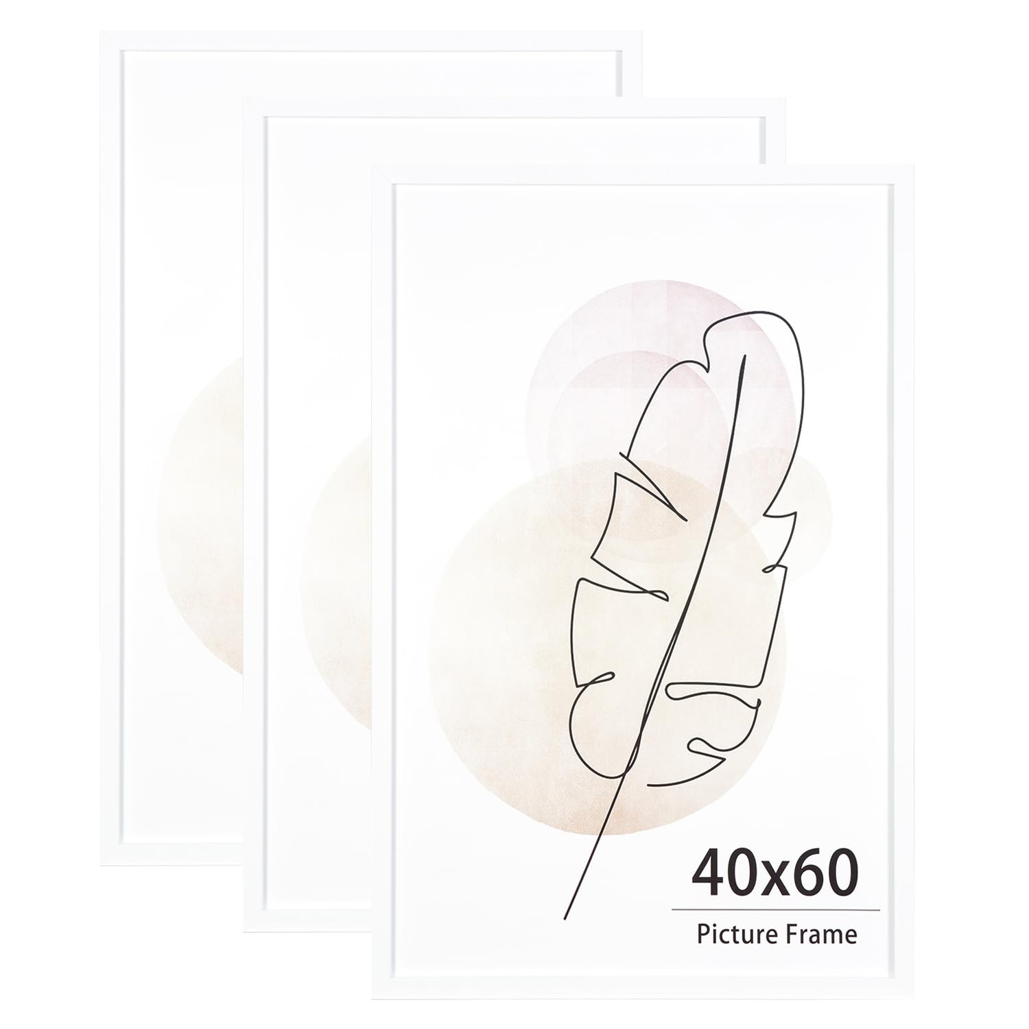 Kaiwin White 40X60 Picture Frame Set Of 3, Wooden Poster Frame, 40X60 Picture Frames For Wall Mounting Display For Home, Office,Gallery,Holiday With Photos, Posters, Puzzles