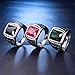SINLEO Men's Stainless Steel Vintage Cubic Zirconia Signet Ring Black Red Green Emerald Color Square Stone Ring, Red Size 7