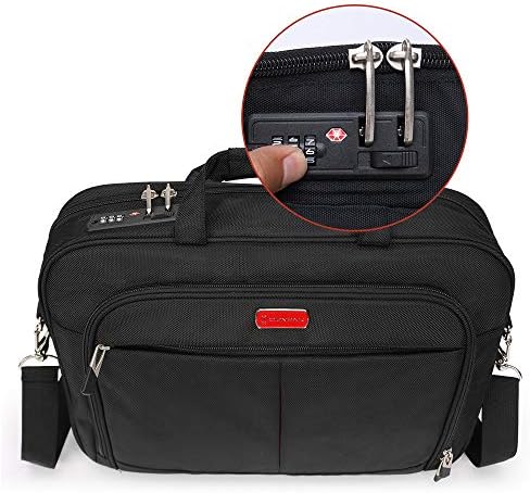 Omnpak 17.3 Inch Locking Laptop Briefcase, Anti Theft Business Office Bag, Water-Repellent Gaming Computer Bag for Men/Women, Notary Bag Document Bag with Combination Lock - Black