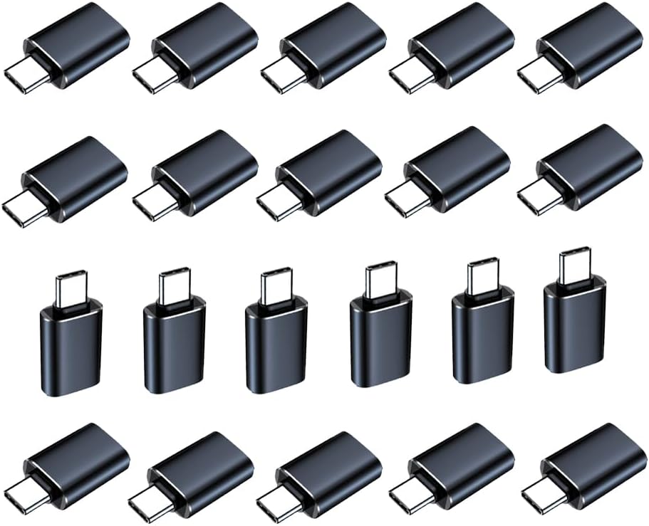 MINCHEN Black USB C to USB3.0 Adapter 21Pack, USB Female to Type C Male Converter, USB Type C Connector Converter Charge & Data Sync for LaptopCharger Computer Hub etc. (21, Black)