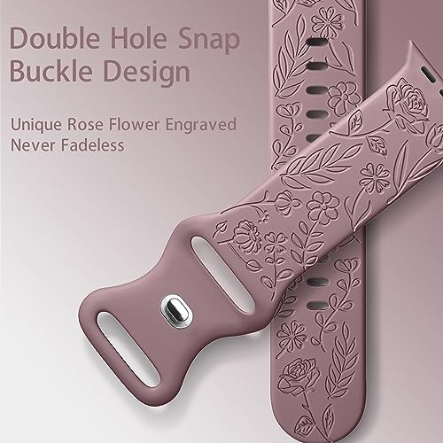 Mastten Engraved Floral Straps Compatible with Apple Watch Straps 38mm 40mm 41mm 42mm Women - Image 3