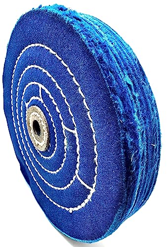 Pro-Graad 1 Pack Extra Thick Buffing Polishing Wheel 6 inch Blue Treated Cotton Medium, 70 Ply – 1” Thick with 1/2 inch Arbor Hole for Bench Grinder – Ideal for Middle Step Buffing – Pack of 1
