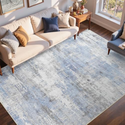 Cuzwlovita 6x9 Ft Abstract Washable Area Rugs for Living Room Blue