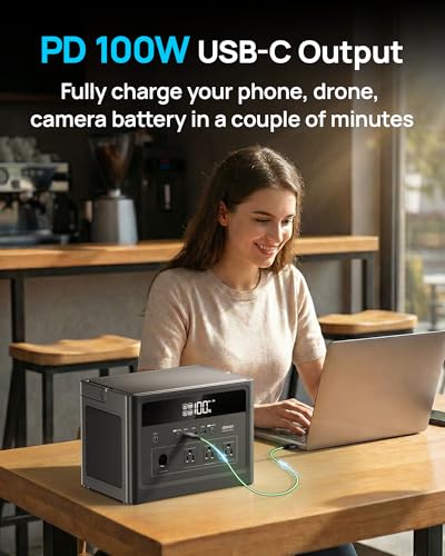 Image of DaranEner 600W Portable Power Station (1200W Peak), 576Wh LiFePO4 Battery Solar Generator with 3 AC Outlets, Emergency Backup for Home Use, CPAP, RV, Off-Grid Power