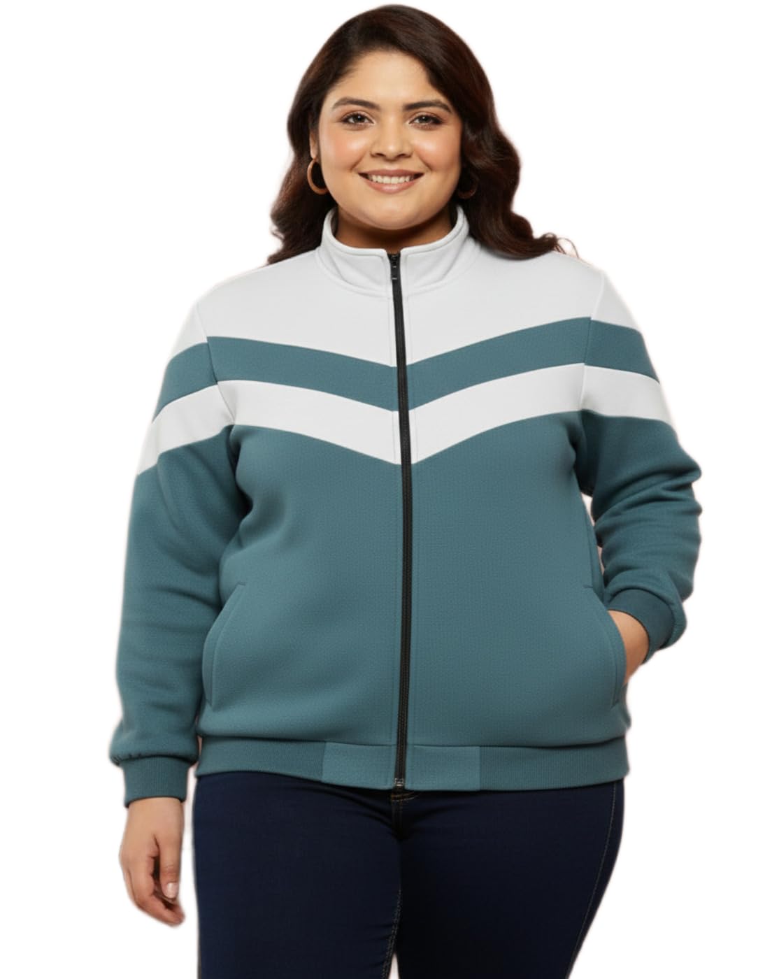 Women Plus Size Lycra Sports Jacket | Full Zip Activewear for Gym