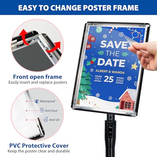 Support de panneau A3 réglable noir en aluminium pour affichage lot de 4 - 6