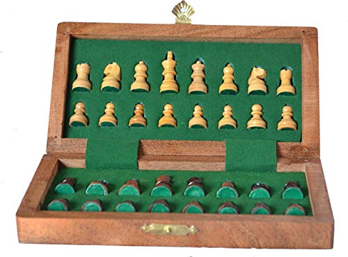 Image of SOUVNEAR Wooden Magnetic Chess Box with Chess Pcs (7x7, 10x10, 12x12 inch), 2 Players, Ages 8+ Years